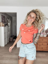 SUE|SHIRT|Schleife|coral