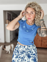 SUE|SHIRT|Schleife|blue