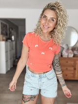 SUE|SHIRT|Schleife|coral