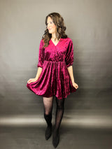 KYLA| Kleid | Velour Bordeaux