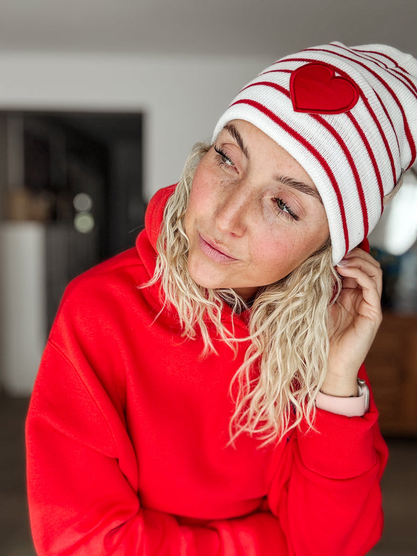 MÜTZE|HEART|ROT
