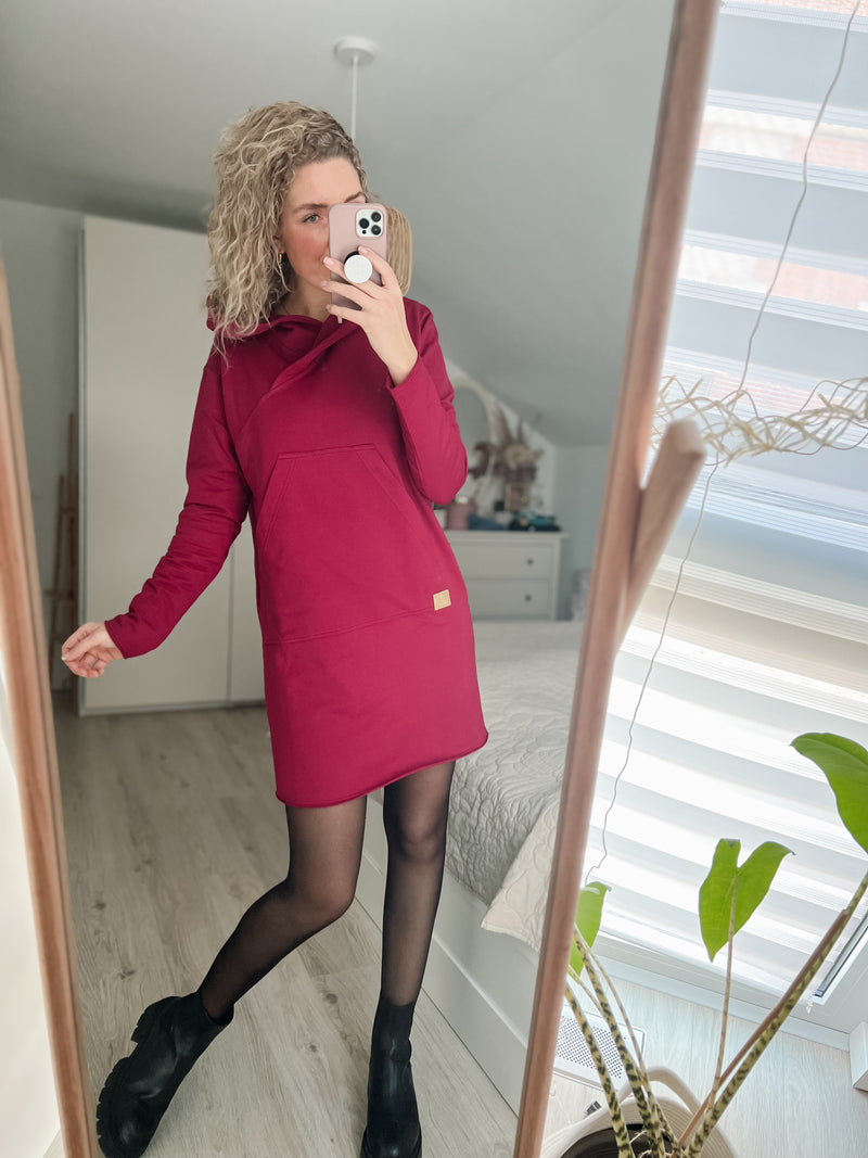 LENI | MIDI| Hoodiekleid | Bordeaux