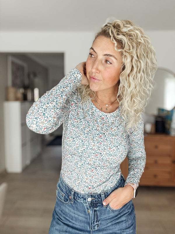 PHOEBE| o.Rüsche | Floralbeige