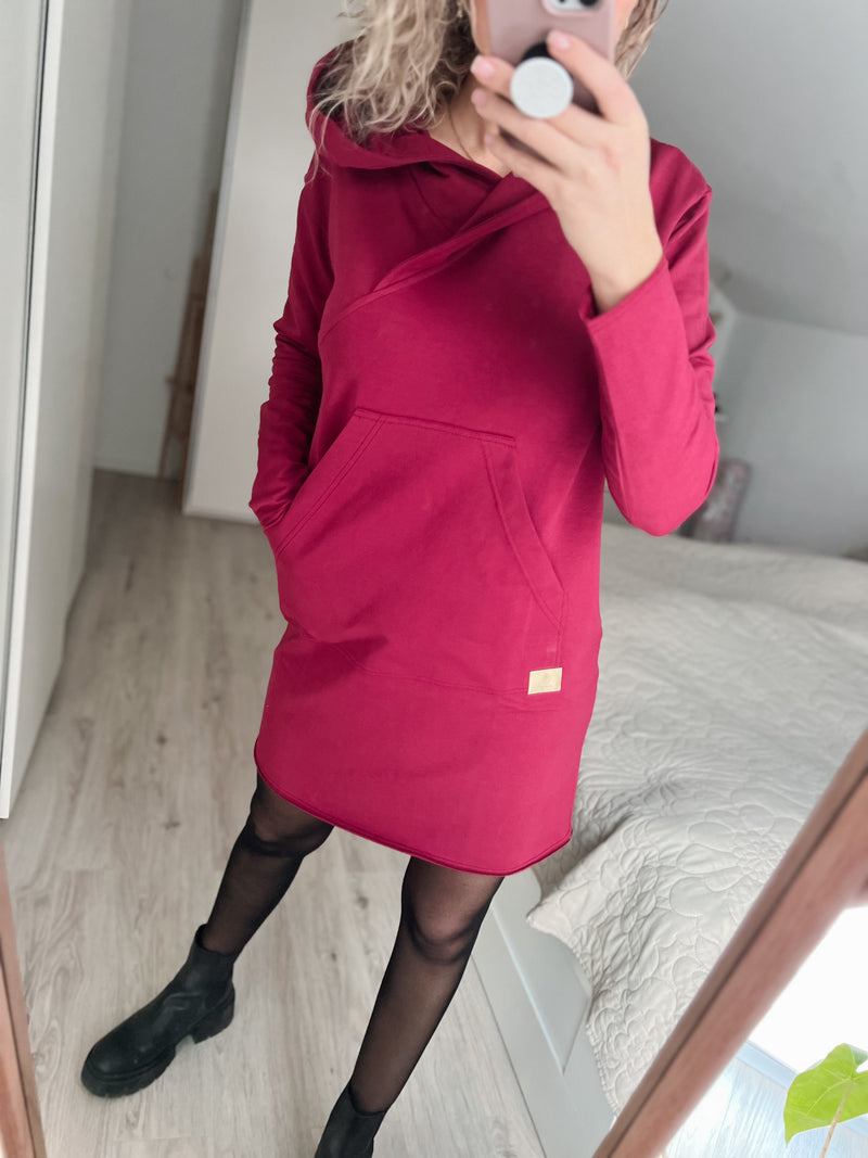 LENI | MIDI| Hoodiekleid | Bordeaux