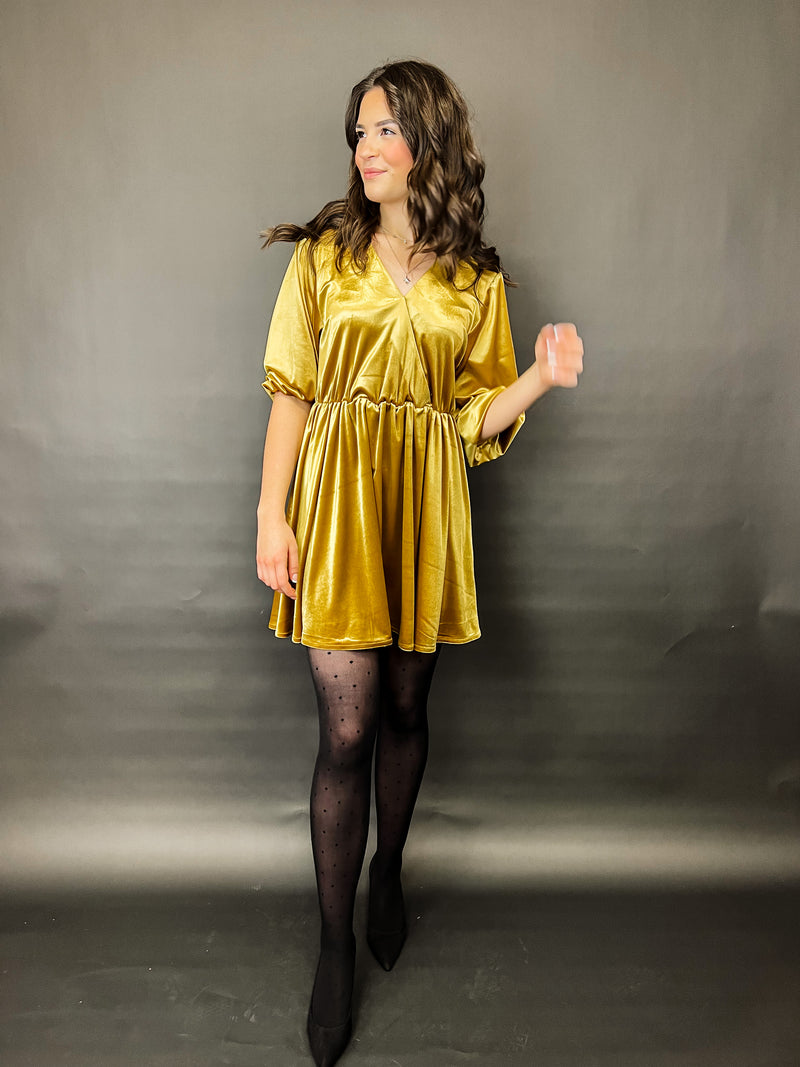 KYLA| Kleid | Velour Gold