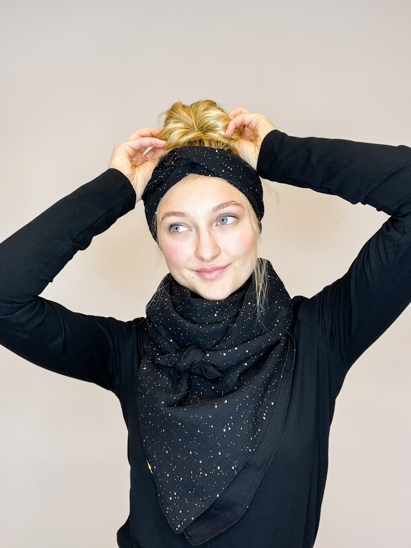 IDA | HALSTUCH | MUSSELIN| Gold-Sprenkel