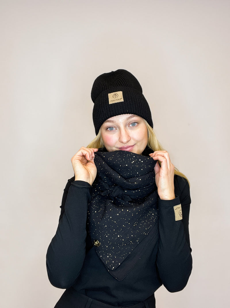 IDA | HALSTUCH | MUSSELIN| Gold-Sprenkel